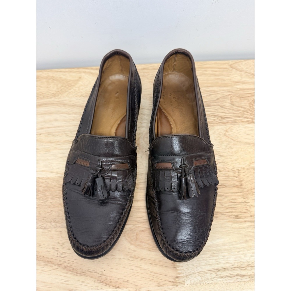 Vito Rufolo Loafers Brown Leather‎ Tassel Kiltie Round Toe Shoes 10.5 M  #8